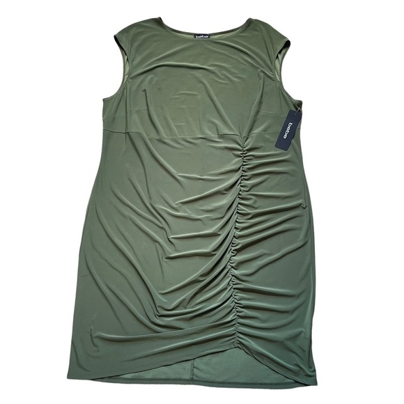 Bebe Olive Green Ruched Front Bodycon Dress Women’s Plus Size 2X - Picture 1 of 9